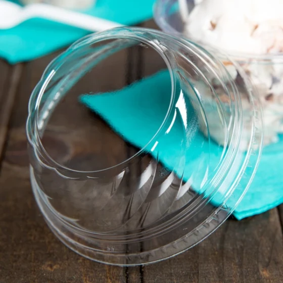 Fabri-Kal Indulge DLDE16/24NH Clear Dome PET Lid for 5 oz., 8 oz., and 12 oz. Sundae Cups - No Hole - 84/Pack