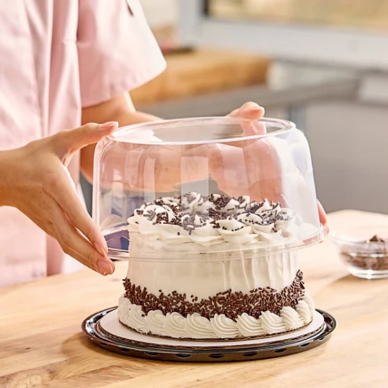 Baker's Lane 7" High Dome Cake Display Container with Clear Scalloped Dome Lid - 60/Pack