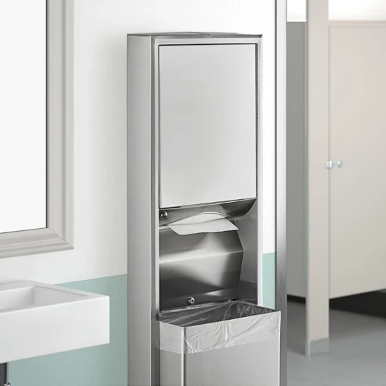 Bobrick B-3949 ClassicSeries Surface-Mounted Convertible Rectangular Paper Towel Dispenser / Trash Can