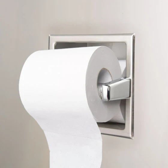 Bobrick B-6637 Recessed Toilet Tissue Dispenser with Storage for Extra Roll with Satin Finish