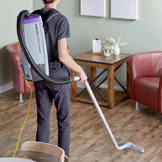 ProTeam 107306 Super Coach Pro 10 Qt. Backpack Vacuum with 101829 Hard Floor Kit with Flat Felt Brush - 120V