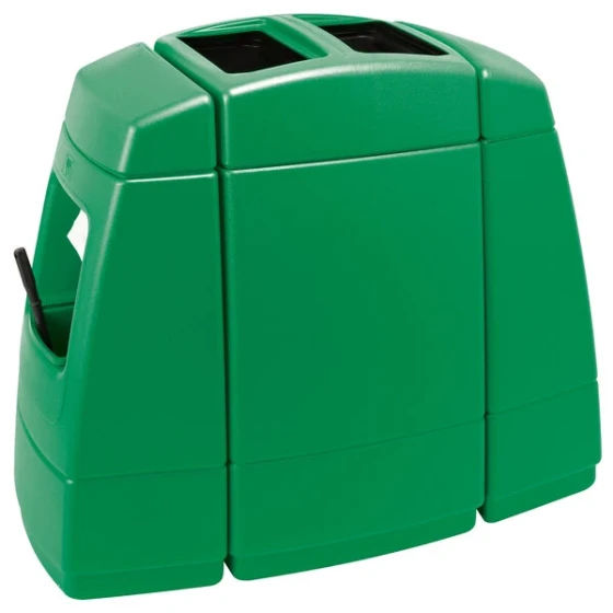 Commercial Zone 75823699 Islander Haven (2) 55 Gallon Green Rectangular Open Top Trash Can with 2 Paper Towel Dispensers, 2 Squeegees, and 2 Windshield Wash Stations