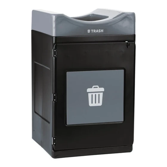 Commercial Zone Avante 55 Gallon Gray Polyethylene Square Indoor / Outdoor Modular Single-Stream Trash Can