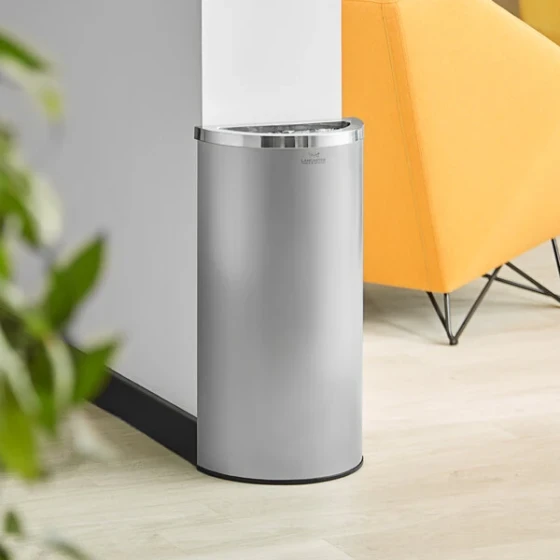 Lancaster Table & Seating 8 Gallon Stainless Steel Half Round Decorative Trash Can