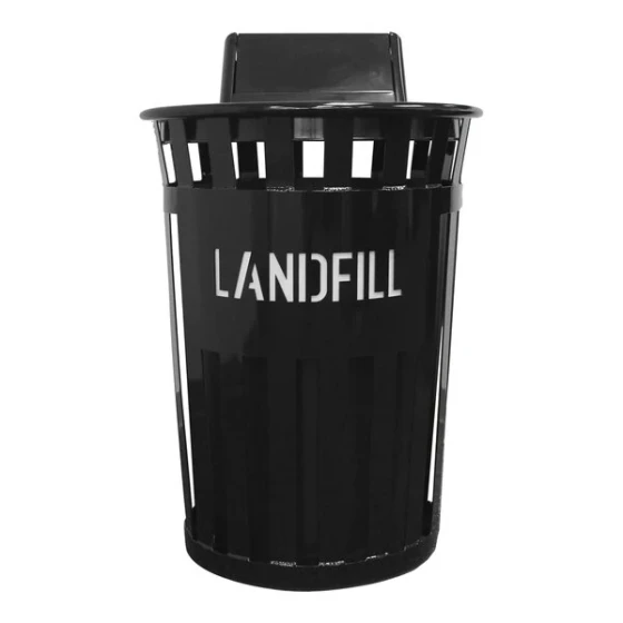 Witt Industries Oakley Eco M3601LF-SWT-BK 36 Gallon Black Outdoor Landfill Receptacle with Swing Top Lid