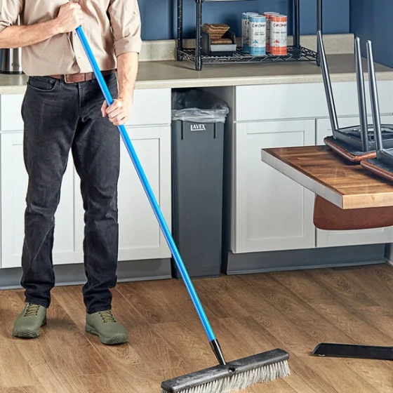 Lavex 60" Blue Threaded Fiberglass Broom / Squeegee Handle