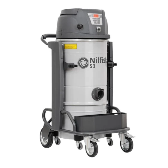 Nilfisk S3N1 L50 AU 2X 13 Gallon Stainless Steel Single-Phase 3-Motor Industrial Wet / Dry Vacuum with HEPA Filtration - 120V