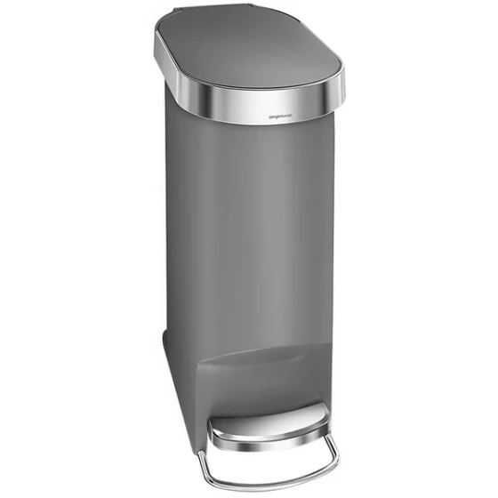 simplehuman CW1391 10.6 Gallon / 40 Liter Gray Slim Step-On Trash Can