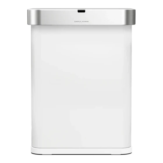 simplehuman ST2049 15.3 Gallon / 58 Liter White Stainless Steel Rectangular Sensor Trash Can with Voice and Motion Control and Liner Pocket