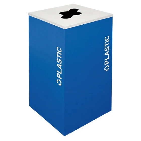 Ex-Cell Kaiser RC-KDSQ-PL RYX Kaleidoscope Collection Royal Blue Texture Square 24 Gallon Customizable Plastic Receptacle