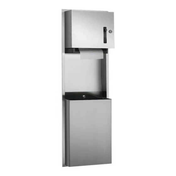 American Specialties, Inc. Traditional 10-046924 Recessed Lever-Operated Roll Paper Towel Dispenser with 12 Gallon Waste Receptacle