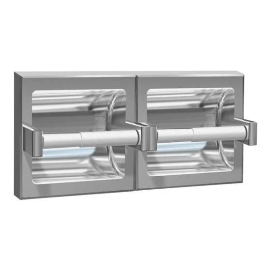 American Specialties, Inc. 10-74022-BSM Bright Stainless Steel Surface-Mounted Double Roll Toilet Tissue Holder