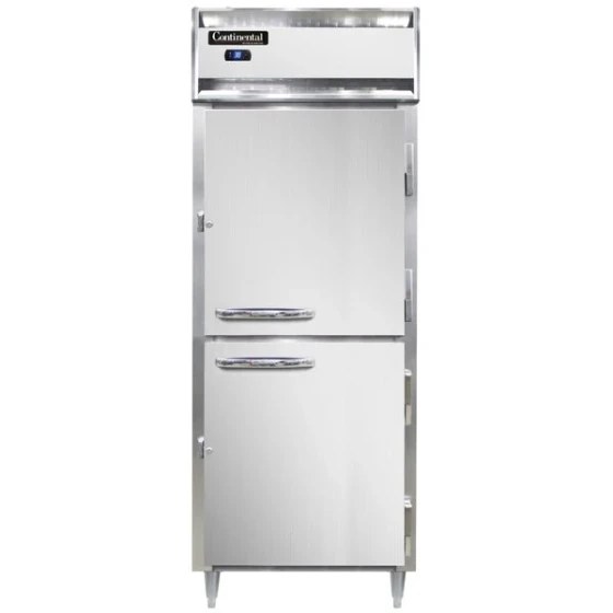 Continental Refrigerator D1RESNSAHD 28 1/2" Extra-Wide Shallow Depth Solid Half Door Reach-In Refrigerator