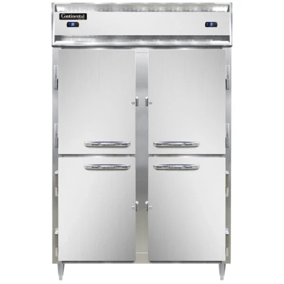 Continental Refrigerator D2RFESNHD 57" Solid Half Door Extra-Wide, Shallow Depth Dual Temperature Reach-In Refrigerator/Freezer