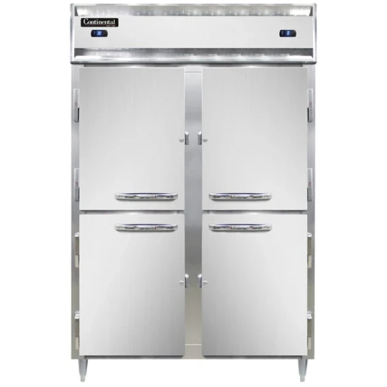 Continental Refrigerator D2RFESNSSHD 57" Solid Half Door Extra-Wide, Shallow Depth Dual Temperature Reach-In Refrigerator/Freezer
