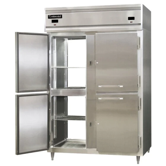 Continental Refrigerator D2RFNSSPTHD 52" Solid Half Door Dual Temperature Pass-Through Refrigerator/Freezer