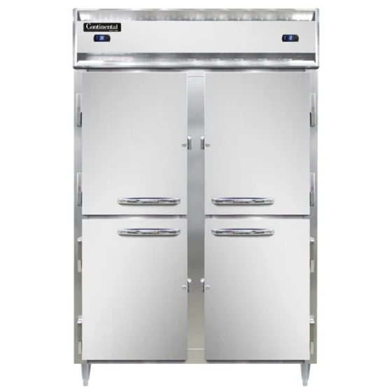 Continental Refrigerator D2RFSNSSHD 52" Solid Half Door Shallow Depth Dual Temperature Reach-In Refrigerator/Freezer