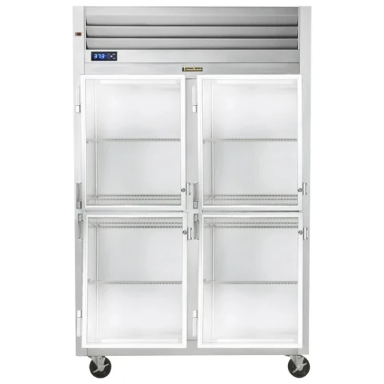 Traulsen G21003 2 Section Glass Half Door Reach In Refrigerator - Left / Left Hinged Doors
