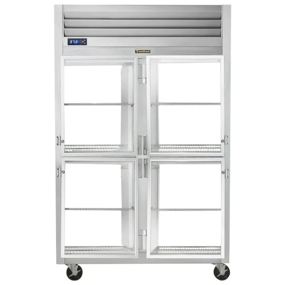 Traulsen G21007P 2 Section Glass Half Door Pass-Through Refrigerator - Right / Right Hinged Doors