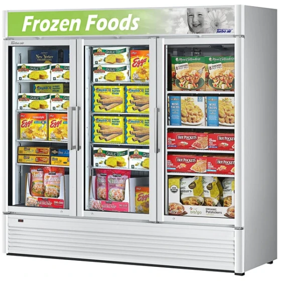 Turbo Air Super Deluxe TGF-72SD-N-W 78" White Swing 3 Door Freezer with LED Advertising Panel