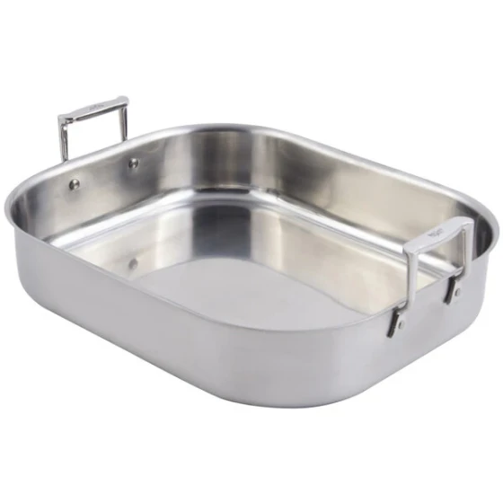 Bon Chef 60010 Cucina 10 Qt. Stainless Steel Roasting Pan - 16 3/4" x 14" x 3 1/2"