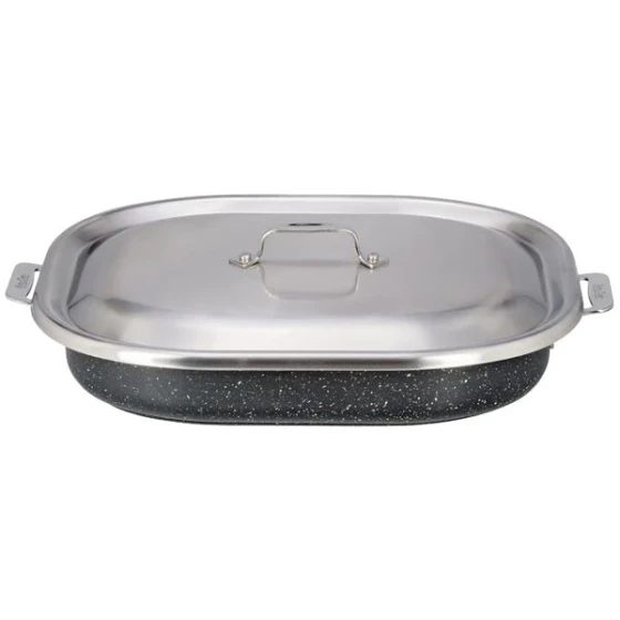 Bon Chef 60023CLDGALAXY Cucina 5 Qt. Galaxy Stainless Steel Roasting Pan with Lid - 14 7/8" x 11" x 2 7/8"