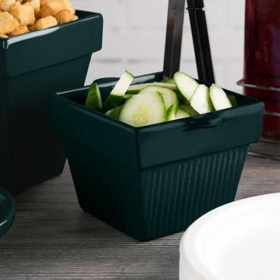 TableCraft CW1460HGN 1.5 Qt. Hunter Green Cast Aluminum Square Condiment Bowl