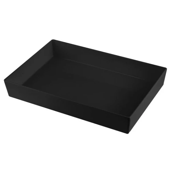 TableCraft CW5000BK Simple Solutions Full Size Black Cast Aluminum Straight Sided Bowl - 3" Deep