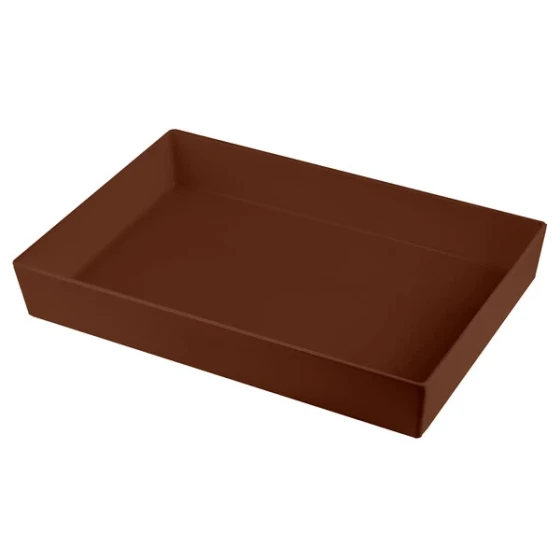 TableCraft CW5000BR Simple Solutions Full Size Brown Cast Aluminum Straight Sided Bowl - 3" Deep
