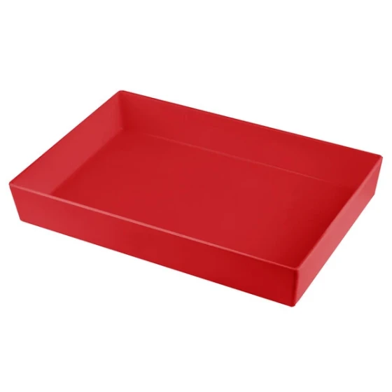 TableCraft CW5000R Simple Solutions Full Size Red Cast Aluminum Straight Sided Bowl - 3" Deep