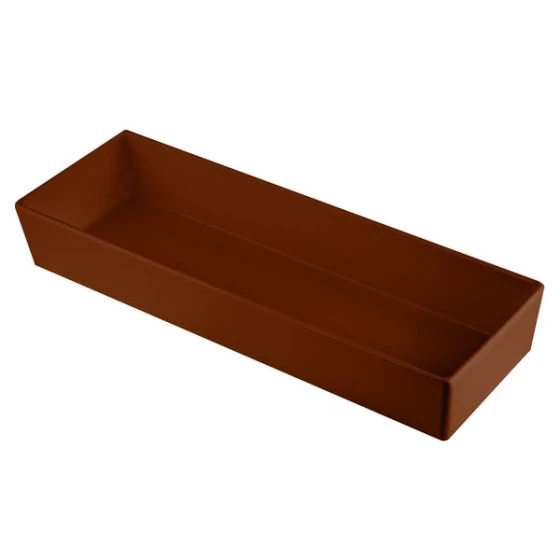 TableCraft CW5008BR Simple Solutions 1/2 Size Long Brown Cast Aluminum Straight Sided Bowl - 3" Deep