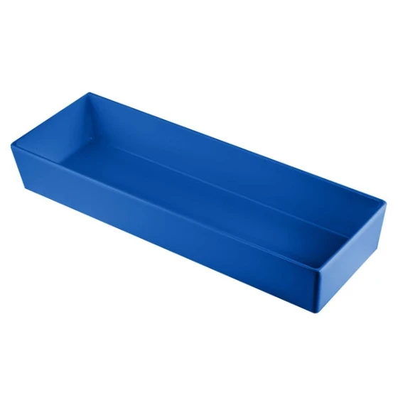 TableCraft CW5008CBL Simple Solutions 1/2 Size Long Cobalt Blue Cast Aluminum Straight Sided Bowl - 3" Deep