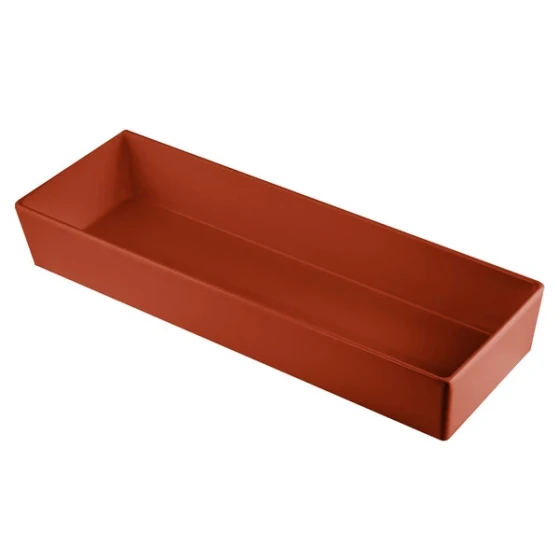 TableCraft CW5008CP Simple Solutions 1/2 Size Long Copper Cast Aluminum Straight Sided Bowl - 3" Deep