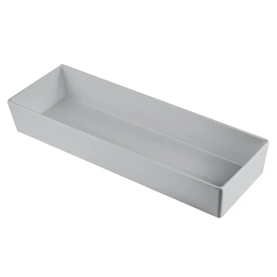 TableCraft CW5008N Simple Solutions 1/2 Size Long Natural Finish Cast Aluminum Straight Sided Bowl - 3" Deep