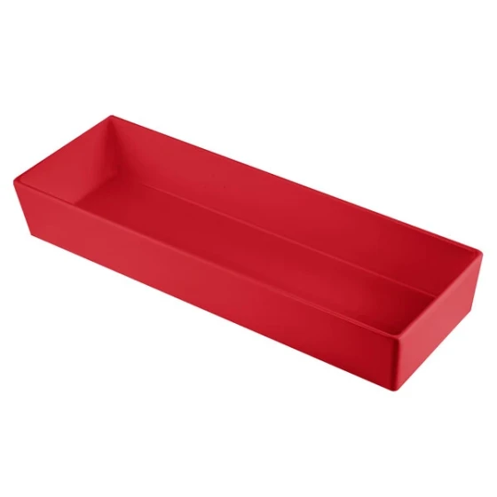 TableCraft CW5008R Simple Solutions 1/2 Size Long Red Cast Aluminum Straight Sided Bowl - 3" Deep
