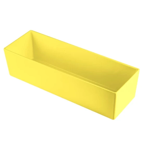 TableCraft CW5010Y Simple Solutions 1/2 Size Long Yellow Cast Aluminum Deep Straight Sided Bowl - 5" Deep