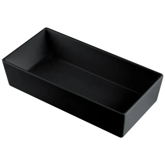 TableCraft CW5012BK Simple Solutions 1/3 Size Black Cast Aluminum Straight Sided Bowl - 3" Deep