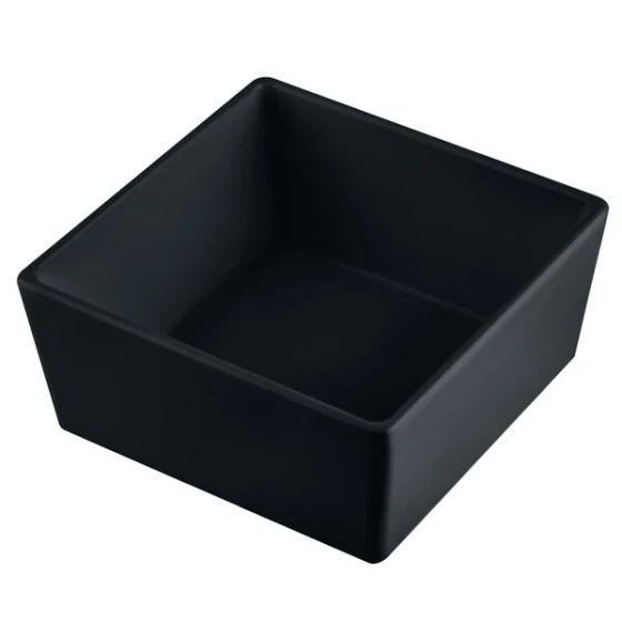 TableCraft CW5016BK Simple Solutions 1/6 Size Black Cast Aluminum Straight Sided Bowl - 3" Deep