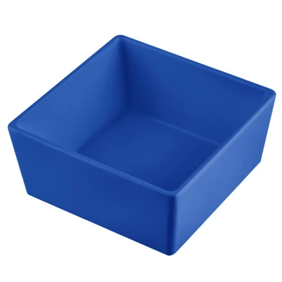 TableCraft CW5016CBL Simple Solutions 1/6 Size Cobalt Blue Cast Aluminum Straight Sided Bowl - 3" Deep