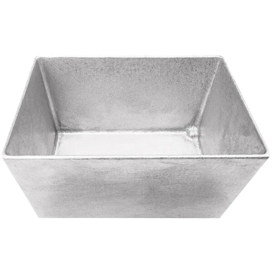 TableCraft CW5026N Simple Solutions 1/4 Size Natural Finish Cast Aluminum Deep Straight Sided Bowl - 5" Deep