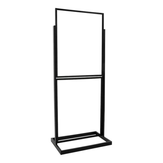 22" x 28" Black Double Bulletin Sign Holder with Rectangular Tube Framed Base