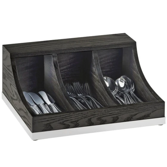 Cal-Mil 3802-87 Cinderwood 3-Section Flatware / Condiment Organizer - 13 3/4" x 10" x 6"