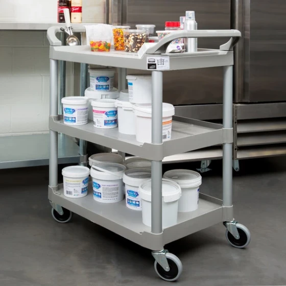 Rubbermaid® FG342488PLAT Platinum Three Shelf Utility Cart / Bus Cart 33 x 18 x 37 (FG342488PLAT)