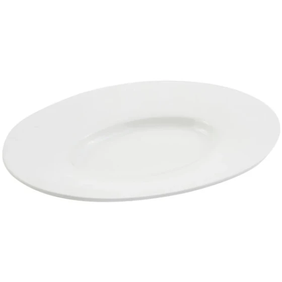 Bon Chef 2090 19" x 16" White Sandstone Finish Cast Aluminum Wide Rim Platter