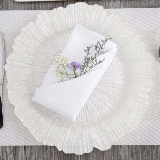 Charge It by Jay 13" Round Reef White Glass Charger Plate - 12/Pack