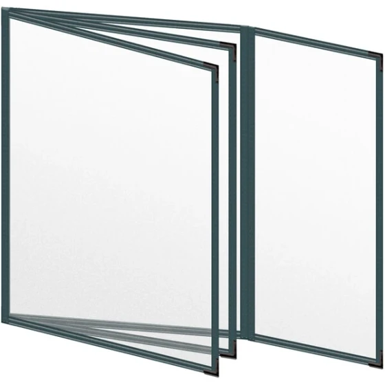 H. Risch, Inc. TETBQ Deluxe Sewn 8 1/2" x 11" Green 8 View Vinyl Menu Cover with Black Smooth Corners and Matte Finish