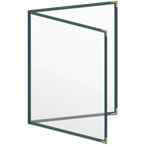 H. Risch, Inc. TED Deluxe Sewn 8 1/2" x 11" Green 4 View Menu Cover with Gold Smooth Corners and Matte Finish