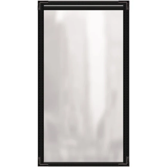 H. Risch, Inc. TES Deluxe Sewn 5 1/2" x 11" Black 2 View Vinyl Menu Cover with Black Smooth Corners and Gloss Finish