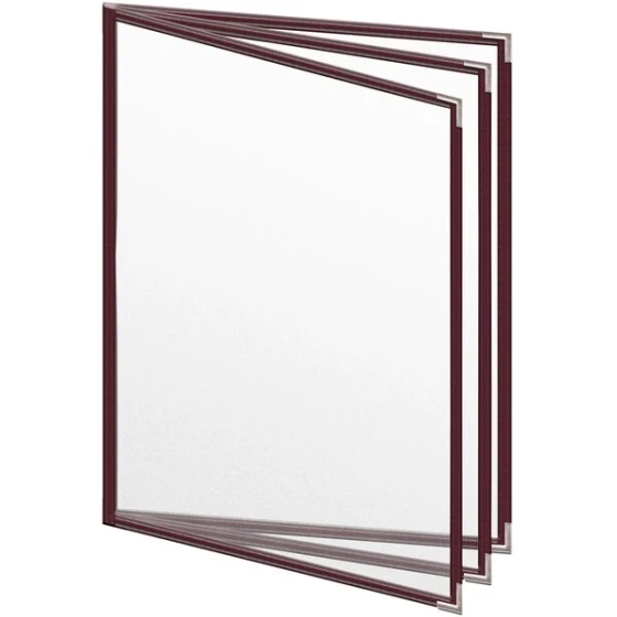 H. Risch, Inc. TETB Deluxe Sewn 8 1/2" x 11" Maroon 6 View Vinyl Menu Cover with Silver Smooth Corners and Matte Finish