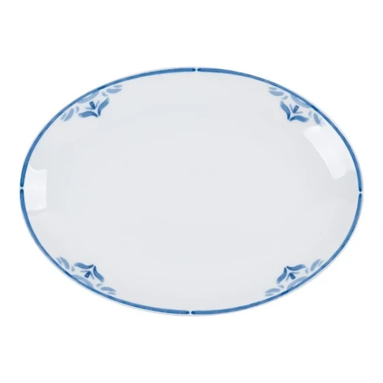 RAK Porcelain Provence 10 1/4" x 7 1/2" Blue Oval Coupe Porcelain Platter - 12/Case
